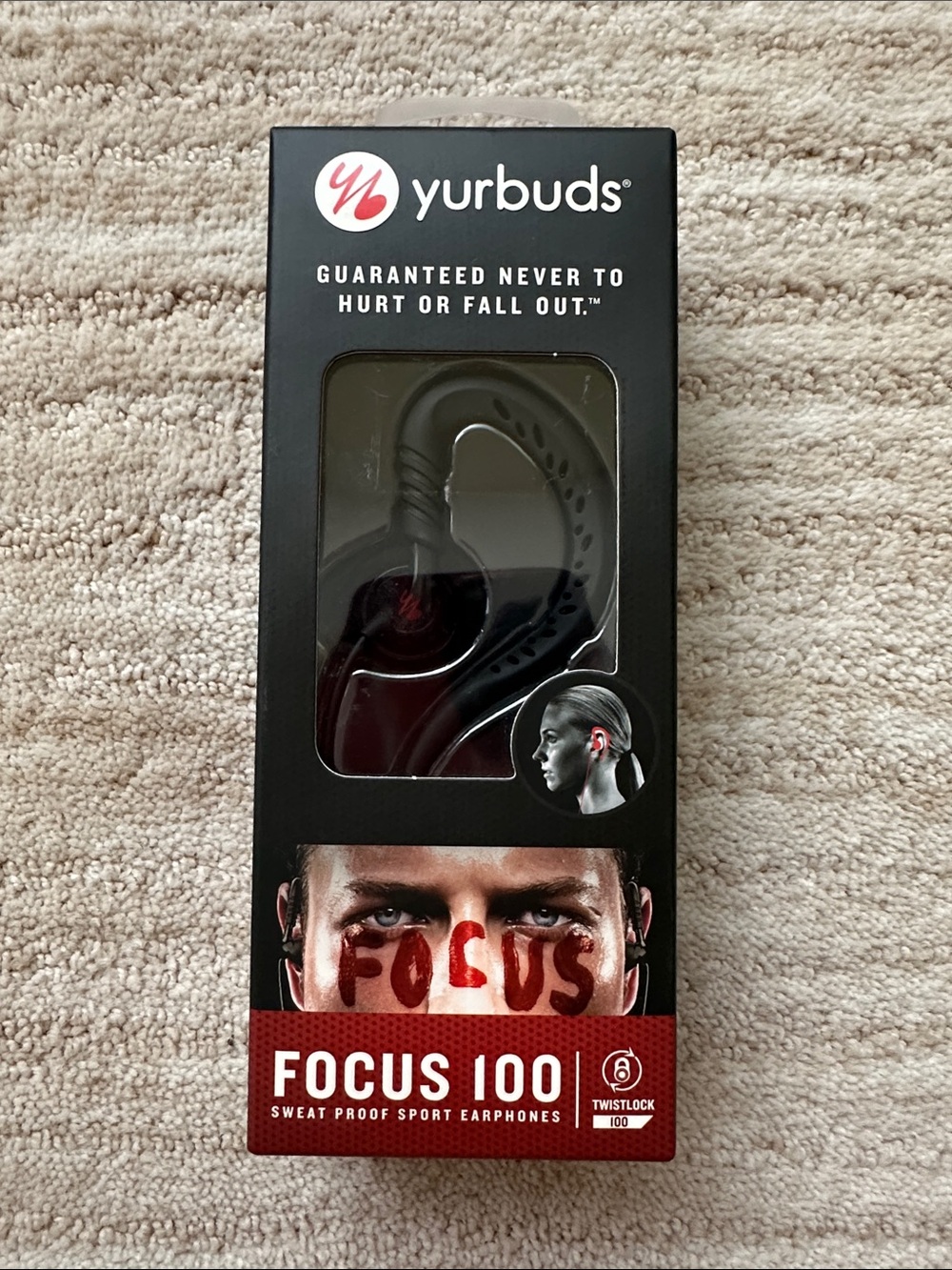 NIB Yurbuds Focus 100 Sweat Proof Sport Earphones Wired behind-the-ear Headphone